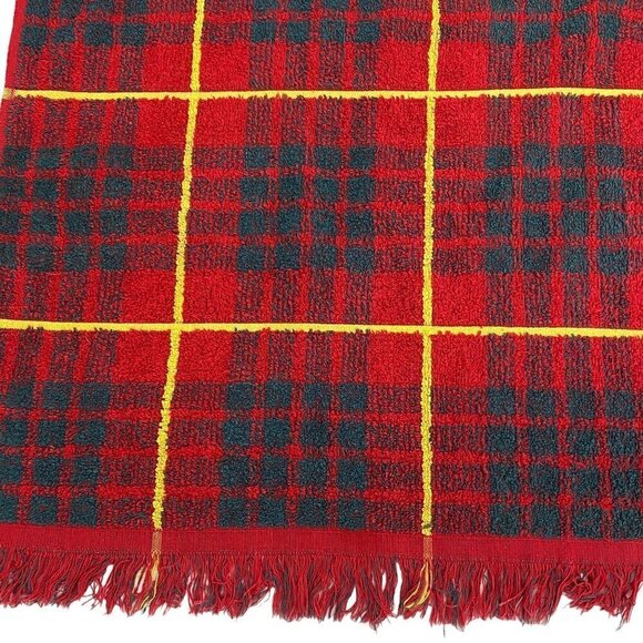 Vintage Plaid Towel Finley's Made in Scotland Holiday Red Green 21x38" Christmas - Picture 2 of 10
